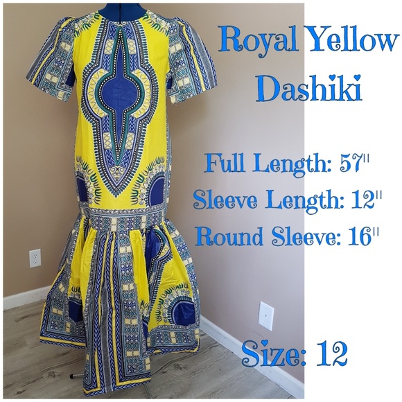 Royal Yellow Dashiki Dress - Picture 2 of 7